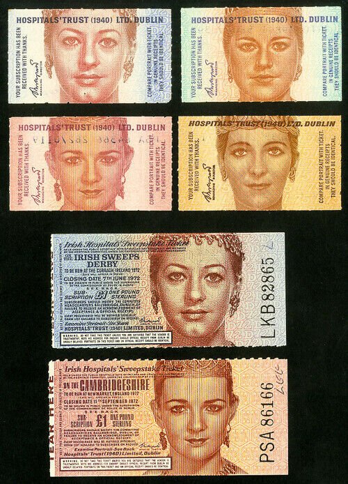 Ireland Stamps Mint Lot of 6 Dublin Hospital Sweepstakes labels