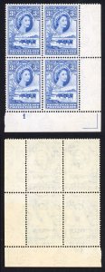 Bechuanaland SG146 3d Ultramarine U/M Plate Block  Cat 12+++ pounds