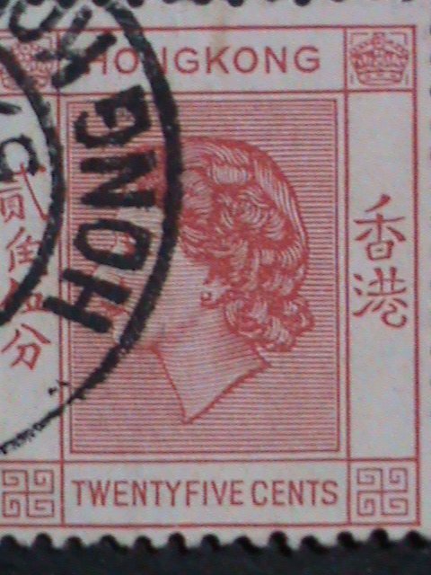 ​HONG KONG-1954 SC#189- 68 YEARS OLD-QUEEN ELIZABETH II USED FANCY CANCEL-VF