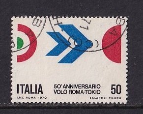 Italy    #1012  used  1970  flight from Rome to Tokyo  50 l
