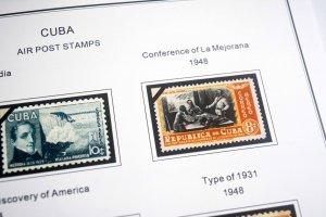 COLOR PRINTED CUBA AIRMAIL 1927-1980 STAMP ALBUM PAGES (56 illustrated pages)