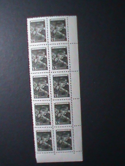 ​RUSSIA-1945 SC#1214 MINER 15K MNH IMPRINT BLOCK OF 10-VERY FINE 75 YEARS OLD