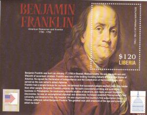 Liberia # 2400, Ben Franklin, Souvenir Sheet, NH, 1/2 Cat.