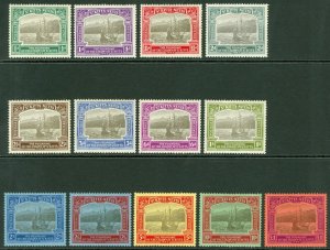 SG 48-60 St Kitts Nevis 1923. Tercentenary set to £1. Very lightly mounted...