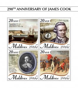 MALDIVES - 2018 - James Cook - Perf 4v Sheet - Mint Never Hinged