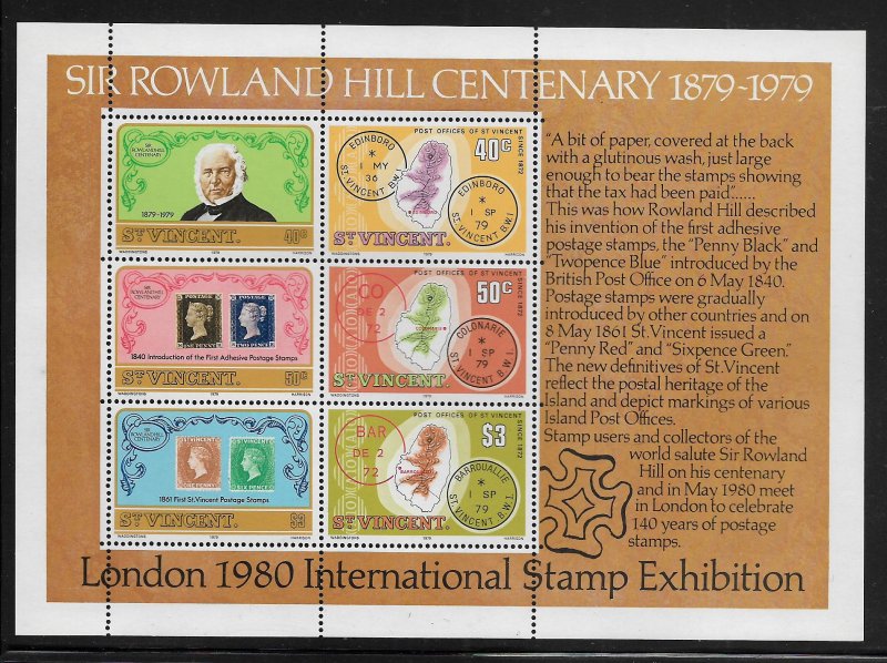 ST. VINCENT, 547A, MNH, S.S OF 6,  SIR ROWLAND HILL