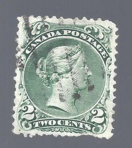 Canada # 24ii VF USED 2c LIGHT BLUE-GREEN LARGE QUEEN BS27938