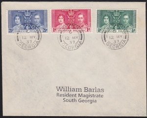 FALKLAND IS 1937 Coronation set on FDC - SOUTH / GEORGIA cds. .............D5839
