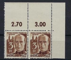 Germany - under French occupation Scott # 6N2; mint nh, pair, var size