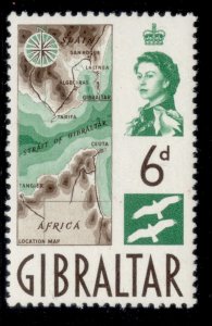 GIBRALTAR QEII SG166, 6d sepia & emerald, M MINT.