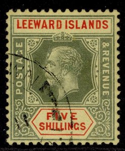 LEEWARD ISLANDS GV SG57, 5s green & red/yellow, FINE USED. Cat £120.