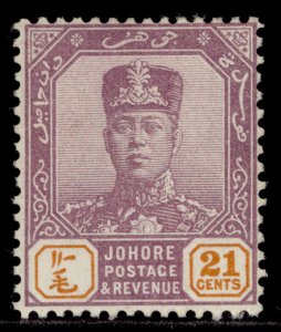 MALAYSIA - Johore GV SG115, 21c dull purple & orange, M MINT.