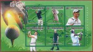 M446 - FRENCH GUINEA - 2010 IMPERF SHEET: GOLF Obama, Clinton, Jordan