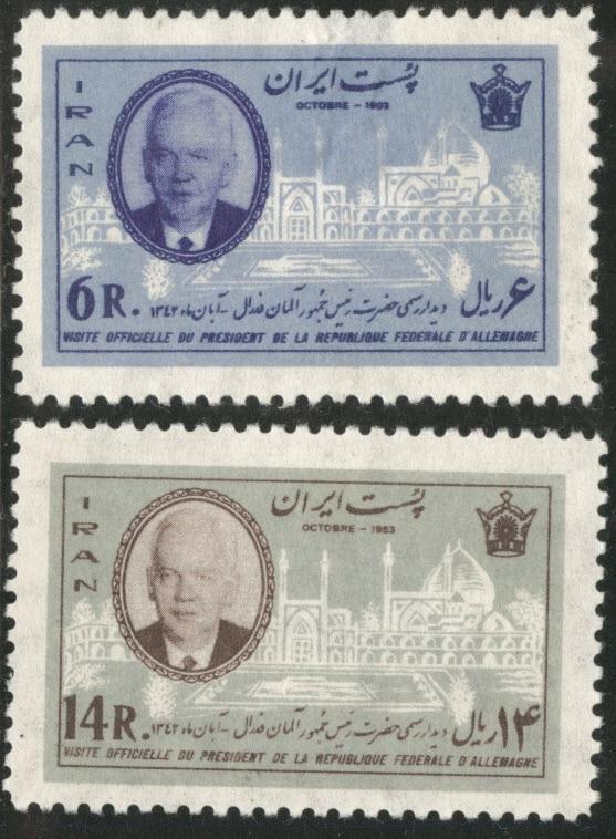 IRAN Scott 1261-2 MH* 1963 FAULTY President Lubke set CV$10