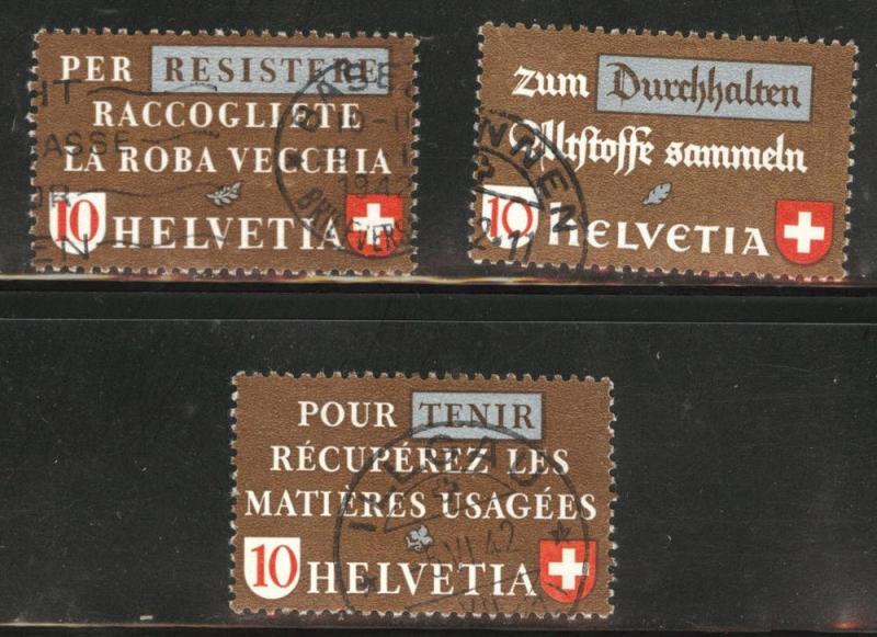 Switzerland Scott 281-283 used stamp set from 1942