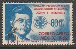 MEXICO C262 Visit Pres J F Kennedy (World's 1st JFK). Used. F-VF. (699)