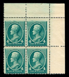 MOMEN: US STAMPS #211 MINT OG NH CORNER BLOCK POST OFFICE FRESH