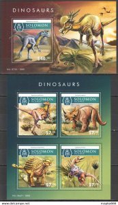 2015 Solomon Islands Dinosaurs Prehistoric Animals #3421-25 1+1 ** Ls485