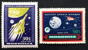 Mongolia 1959 Sc #189-90 LUNIK 3 SPACE Set (2) MNH