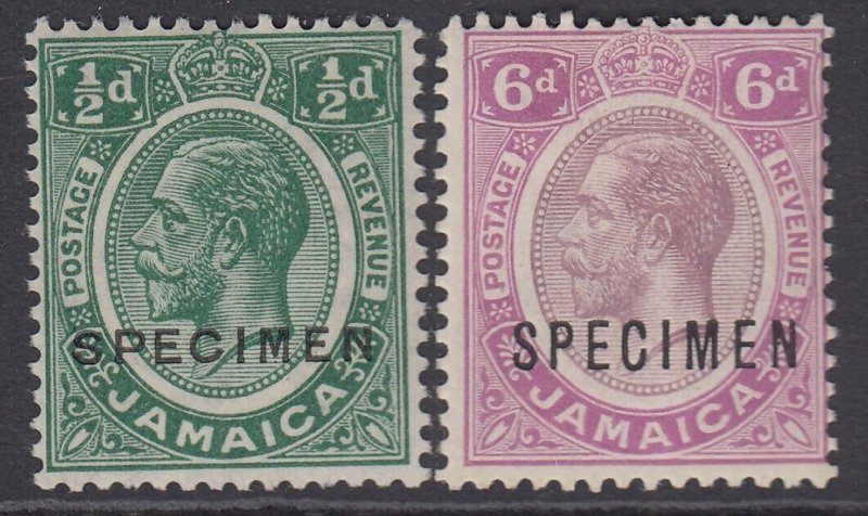 SG 92 & 93 Jamaica 1921-27. ½d & 6d overprinted specimen. Fine mounted mint...