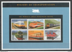 St.Vincent History Transport Passenger Trains Kb ** Stamps Pk388