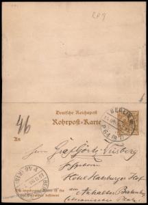Germany 1891 Berlin Rohrpost Pneumatic Mail Cover Reply Card Pair 82914