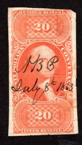 Revenue Stamp  Scott # R98a  used CV = $ 175.00    Lot 190149