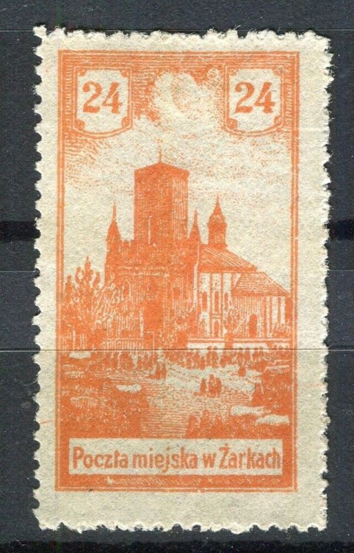 POLAND; 1918 early Zarki Church Local issue fine Mint hinged 24h. value