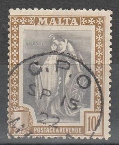 MALTA 1922 ALLEGORICAL 10/- USED