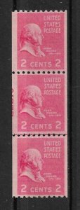 1939 Sc850 Joint line strip of 3 with partial pl# MNH