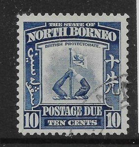 NORTH BORNEO SGD89 1939 10c BLUE POSTAGE DUE USED