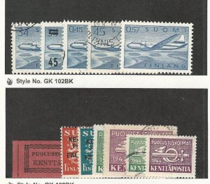 Finland, Postage Stamp, #C5-8, C10, M1-M7 Mint & Used, 1941-58 Airplanes