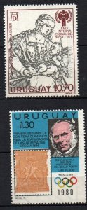 1979 Uruguay Madonna and child by Durer Sir Rowland Hill #1040 and 1042  ** MNH