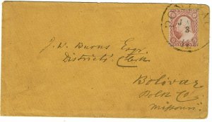 1859 Pontiac, MI cancel on cover, 3c type I Scott 25