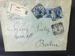 Italy Carpi  Modena 1908  to Berlin Registered stamps cover   Ref  R28355