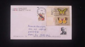 C) 2002. UNITED STATES. INTERNAL MAIL. MULTIPLE STAMPS OF BIRDS, BUTTERFLIES