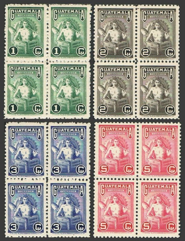 Guatemala 320-323 bl./4,MNH.Mi 477-480. Labor Day May 1,1948.Symbolical of Labor