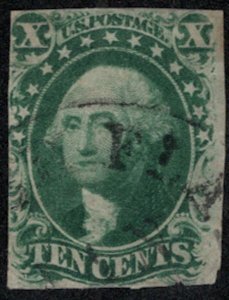 USA #14 F-VF, town cancel, robust color! Retails $140