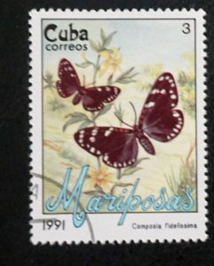 CUBA Sc# 3288  BUTTERFLIES butterfly 3c 1991  used / cancelled