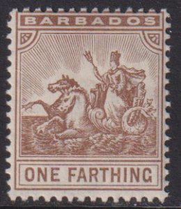 1909 Barbados Badge of the Colony 1 Farthing issue MNH Sc# 91 CV $17.60 Stk #1