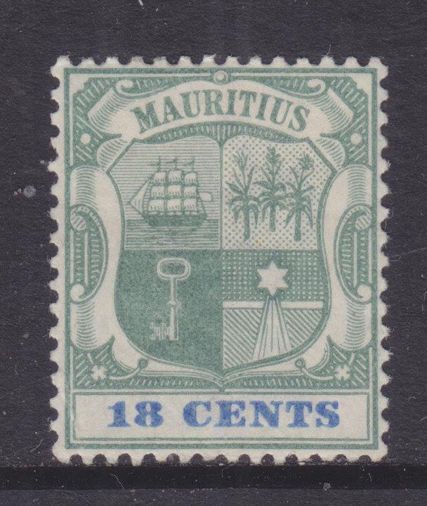 MAURITIUS, 1895 Arms, 18c. Green & Ultramarine, lhm.