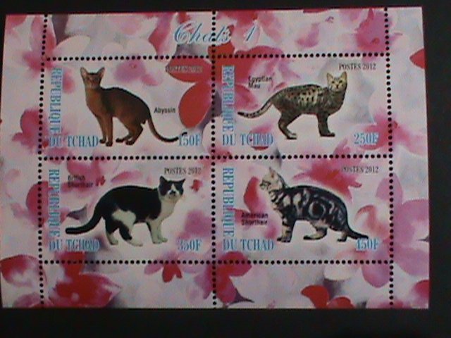 CHAD STAMP 2012  COLORFUL BEAUTIFUL LOVELY CATS-MNH MINI SHEET #2 VERY FINE