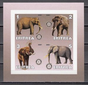 Eritrea, 2001 Cinderella issue. Elephants on an IMPERF sheet of 4. ^