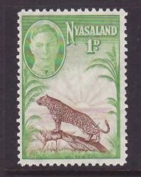 Nyassaland-Sc#84- id9-unused og NH 1p set-Animals-KGVI-1949-any rainbow affect i