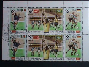 ​YEMEN STAMP-1970 WORLD CUP SOCCER MEXICO'70 CTO NH 1/2 SHEET VERY FINE CTO