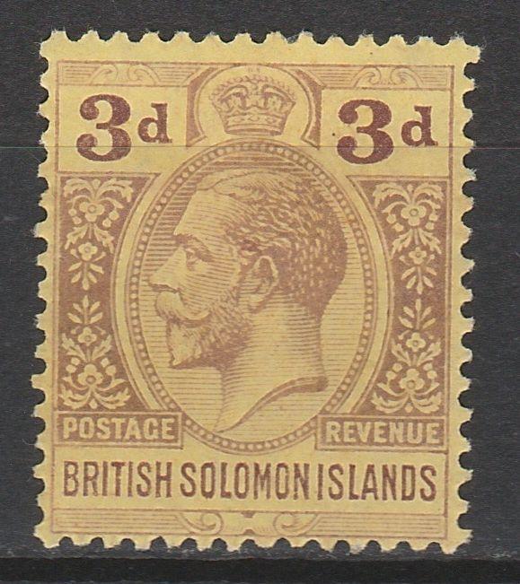 BRITISH SOLOMON ISLANDS 1914 KGV 3D WMK MULTI CROWN CA