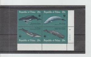 Palau  Scott#  27a  MNH  Block of 4  (1983 Whales)