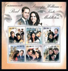 [76532] Mozambique 2011 Royal Engagement Prince William & Kate Sheet MNH