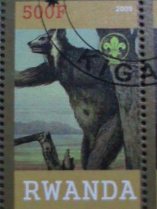 RWANDA-2009- WORLD FAMOUS MINERIALS & PREHISTORY ANIMALS CTO SHEET VERY FINE