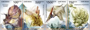 GUINEA BISSAU - 2020 - Dinosaurs - Perf 4v Strip - Mint Never Hinged